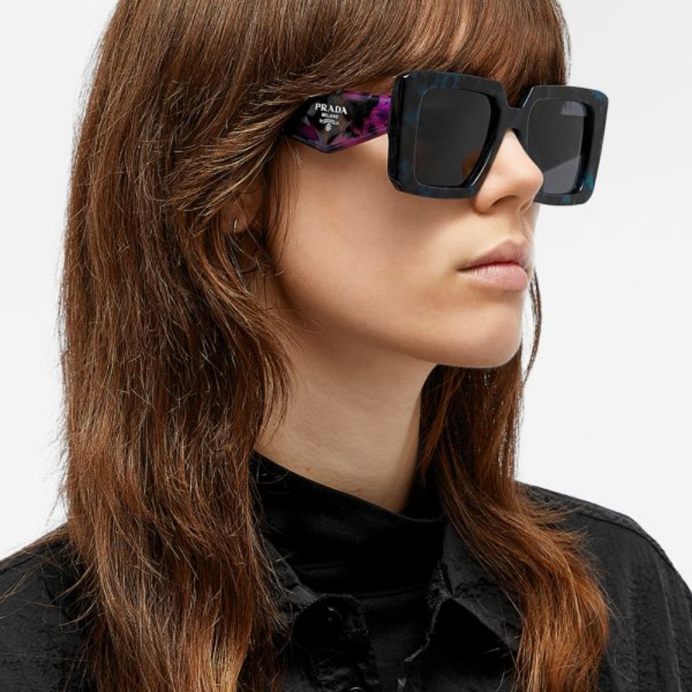 New- 💯 - Original PRADAAcetate Symbole Sunglasses SPR 23Y Slate Grey Pur - Picture 2 of 15